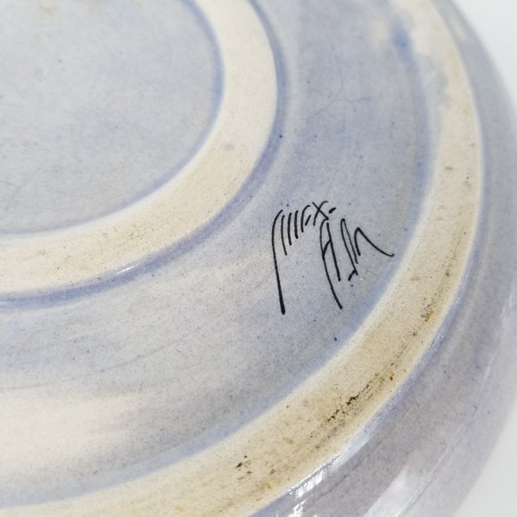 Tonala Mexican Hand Painted Blue Speckled Bird Plates 8.5" Pottery Signed Lot 3 - Picture 7 of 11